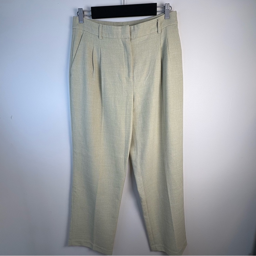 House of Harlow 1960 Women’s Light Green Cream Wide Leg Trousers, Size 10